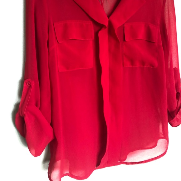 Sheer Red Blouse - Picture 2 of 2